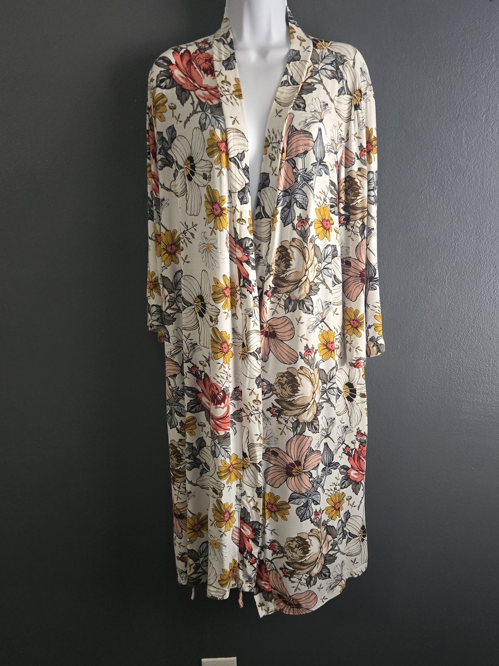 Lila Floral Printed Longline Lightweight Maternity Loungewear Cardigan Small